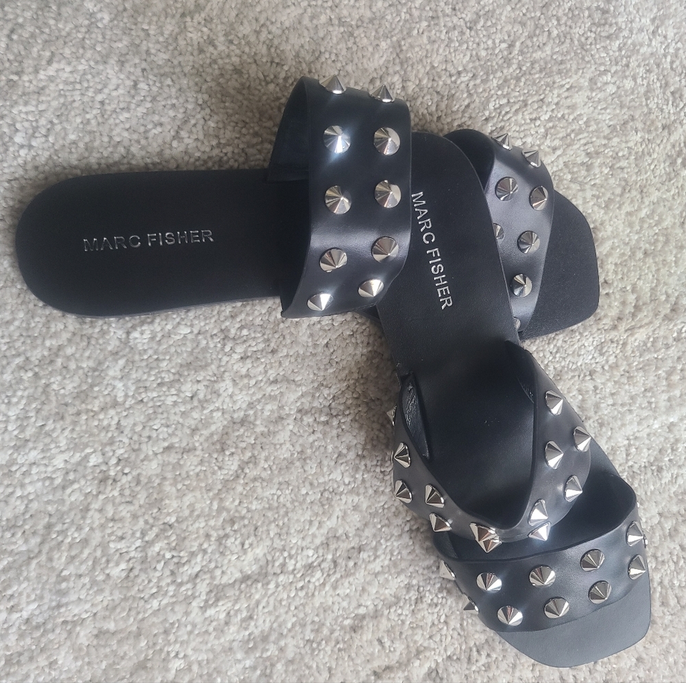 Marc Fisher Black Studded Sandals
